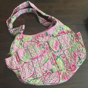 Vera Bradley Messenger Bag (Green & Pink Paisley)